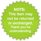 Note: This item may not be returned or exchanged. Thank you for understanding.