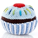 Pebble Cupcake Rattle - Pale Blue Icing with Red Cherry